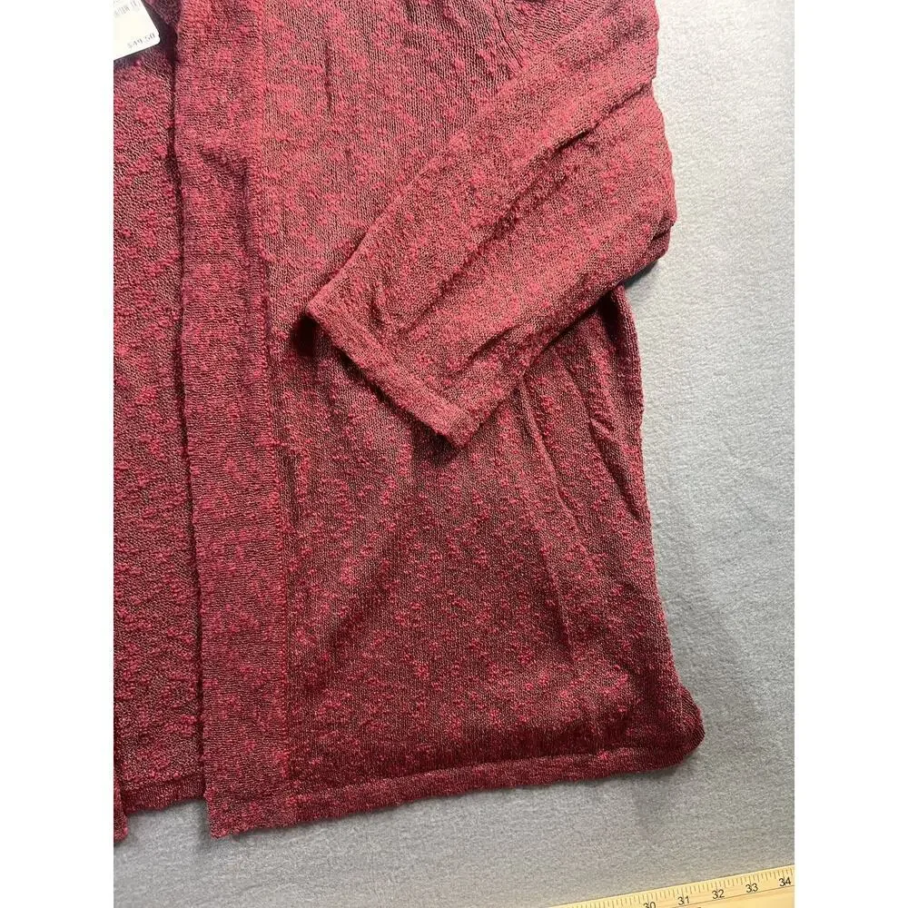 C.J. Banks Women's 1X Burgundy Marled Open Front Cardigan Sweater New